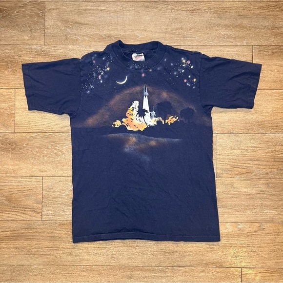 Navy Graphic T-Shirt with Rocket Design - Picture 1 of 3